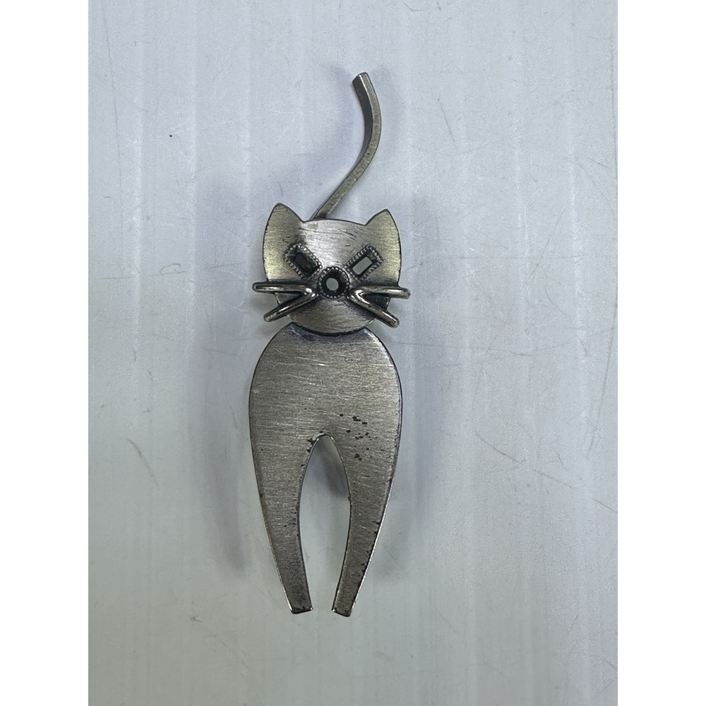 Vintage Danecraft Pin Brooch Cat Sterling Silver Figural Signed